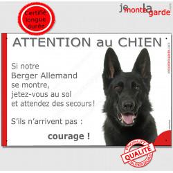 Berger Allemand noir Tête, plaque portail humour "Attention au chien, Jetez Vous au Sol" pancarte panneau drôle photo