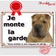 Shar-Peï fauve marron, plaque portail "Je Monte la Garde, risques périls" pancarte panneau photo