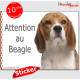 Beagle, panneau autocollant "Attention au Chien" Pancarte photo sticker adhésif, entrée boîte aux lettres