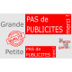 "Pas de Publicités, merci !" Plaque rouge pancarte, affiche panneau ou autocollant sticker boite aux lettres, STOP prospectus