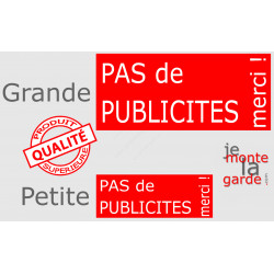 "Pas de Publicités, merci !" Plaque rouge pancarte, affiche panneau ou autocollant sticker boite aux lettres, STOP prospectus