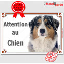 Aussie bleu merle, plaque portail "Attention au Chien" 24 cm LUX