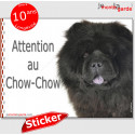Chow-Chow noir, autocollant extérieur photo "Attention au Chien" 16 cm