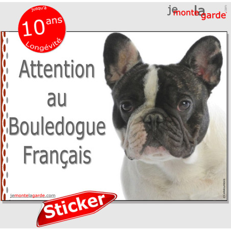 Bouledogue Français, autocollant "Attention au Chien" 16 x 12 cm Bouledogue Français, autocollant "Attention au Chien" 16 x 12 cm
