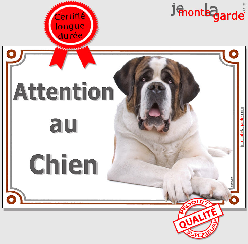Plaque attention au chien - accessoire Saint Bernard