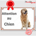Golden Retriever, plaque portail "Attention au Chien" 24 cm LUXE C