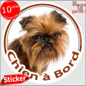 Griffon Bruxellois sticker "Chien à Bord" 14 cm