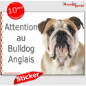 Bulldog Anglais, autocollant "Attention au Chien" 16 cm
