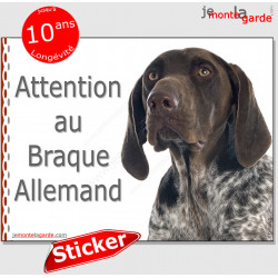 Braque Allemand, autocollant "Attention au Chien" 16 cm