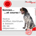 Korthals, plaque humour "Sonnez et Courez !" 24 cm RUN
