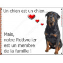 Plaque 16 cm LOVE, Membre de la Famille, Rottweiler Assis