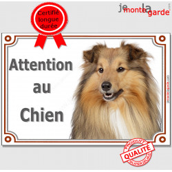 Colley fauve, plaque portail "Attention au Chien" pancarte panneau photo, Berger d'Ecosse marron Lassie