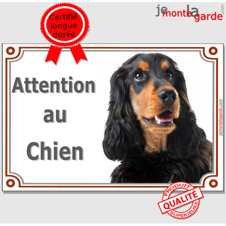 Cocker Anglais noir et feu, plaque portail photo "Attention au Chien" 3 tailles LUX D Cocker Anglais noir et feu, plaque portail photo "Attention au Chien" 3 tailles LUX D