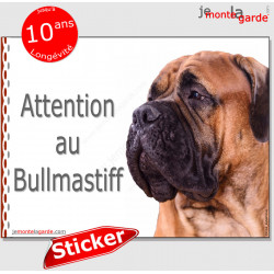 Bullmastiff, autocollant "Attention au Chien" 16 cm