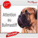 Bullmastiff, autocollant "Attention au Chien" 16 cm