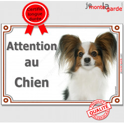 Papillon, plaque portail "Attention au Chien" 2 tailles LUX C