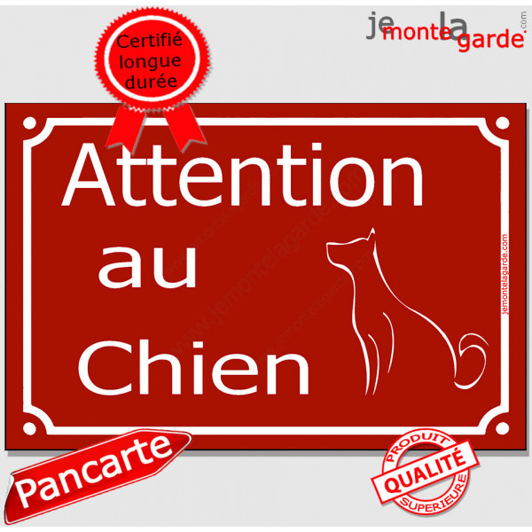 "Attention au Chien" Plaque de Rue Bordeaux Rouge Basque panneau affiche pancarte portail