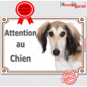 Saluki, plaque portail "Attention au Chien" 24 cm LUXE C