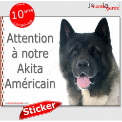 Akita USA, autocollant "Attention au Chien" 16 cm