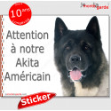 Akita USA, autocollant "Attention au Chien" 16 cm