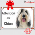 Bearded Collie, plaque portail "Attention au Chien" 24 cm LUXE C
