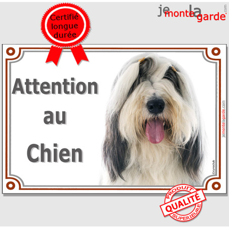 Bearded Collie, plaque portail photo "Attention au Chien" résiste pluie soleil gel, idée cadeau, 3 tailles D