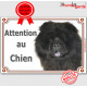 Chow-Chow noir, plaque portail "Attention au Chien" pancarte panneau photo