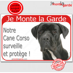 Cane Corso, plaque rouge " Je Monte la Garde" 24 cm RED