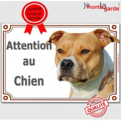 Amstaff, plaque portail "Attention au Chien" 24 cm LUX