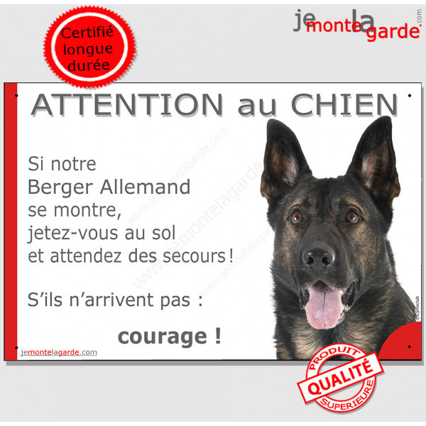 Berger Allemand gris Tête, plaque portail humour "Attention au chien, Jetez Vous au Sol" pancarte panneau drôle photo