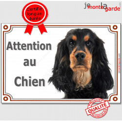 Cocker Anglais, plaque portail "Attention au Chien" 24 cm LUX