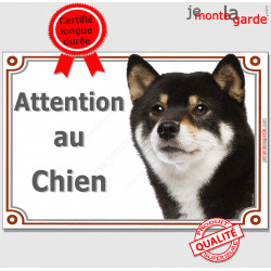 Shiba Inu noir et feu Tête, plaque portail "Attention au Chien" pancarte panneau photo race Shiba Japonais