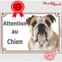 Bulldog Anglais, plaque portail "Attention au Chien" 24 cm LUX