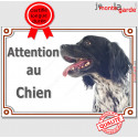 Epagneul Breton, plaque portail "Attention au Chien" 24 cm LUX