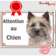 Cairn Terrier Tête, plaque portail "Attention au Chien" pancarte panneau photo race