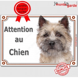Cairn Terrier Tête, plaque portail "Attention au Chien" pancarte panneau photo race