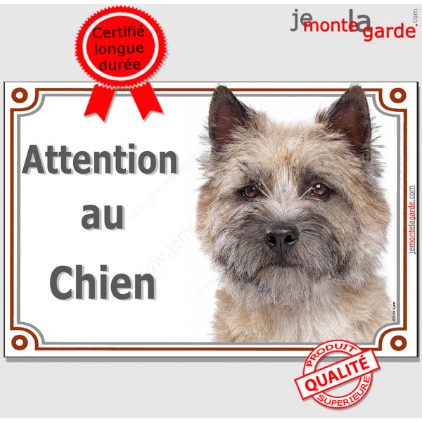 Cairn Terrier Tête, plaque portail "Attention au Chien" pancarte panneau photo race