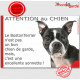 Plaque portail humour "Attention au Chien, notre Boston Terrier est une sonnette" pancarte photo drôle garde panneau marrant