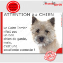 Plaque "Attention au Chien, le Cairn Terrier est une sonnette" 24 cm RNG