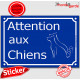 Panneau Sticker autocollant adhésif Portail pluriel "Attention aux Chiens" plaque Rue bien bleu plusieurs chiens