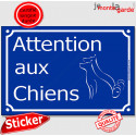 Sticker Portail "Attention aux Chiens" Rue bleu 24 cm CLR