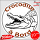 sticker rond "Crocodile à Bord" humour absurde voiture remorque photo tête Disque autocollant adhésif marrant coco brute