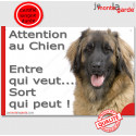 Plaque Leonberg "Attention au Chien, Entre qui veut..." 24 cm EQV