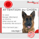 Berger Allemand poils mi-longs, plaque humour "Attention au Chien, Jetez Vous au Sol, courage" pancarte panneau drôle photo