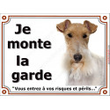 Fox Terrier, plaque portail "Je Monte la Garde" 24 cm LUXE C