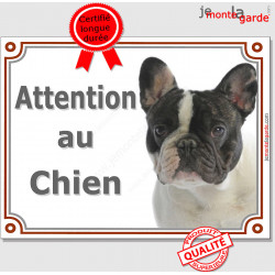 Bouledogue Français, plaque portail "Attention au Chien" 2 tailles LUX D