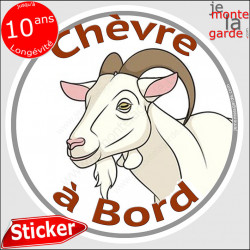 sticker rond "Chèvre à Bord" humour absurde 14 cm