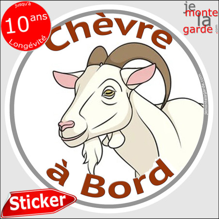 sticker rond "Chèvre à Bord" humour absurde 14 cm sticker rond "Chèvre à Bord" humour absurde 14 cm