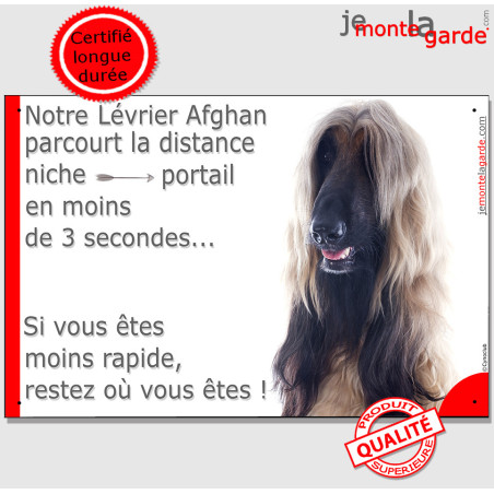 Lévrier Afghan fauve, plaque humour photo "parcourt distance Niche-Portail en moins de 3 secondes" résiste dehors, 2 Tailles D Lévrier Afghan fauve, plaque humour photo "parcourt distance Niche-Portail en moins de 3 secondes" résiste dehors, 2 Tailles D