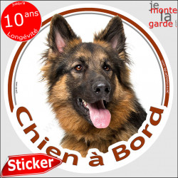 Berger Allemand poils longs, sticker autocollant rond "Chien à Bord" Disque adhésif voiture auto photo